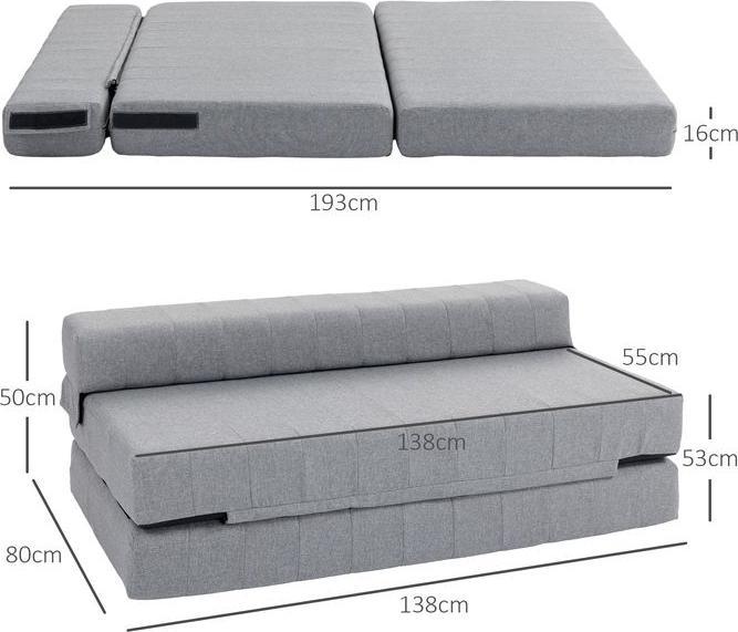 Immagine prodotto Swisshandel24 Poltrona pieghevole con funzione letto, letto per ospiti, pieghevole, fino a 250 kg, 138x80x50 cm (2 posti)