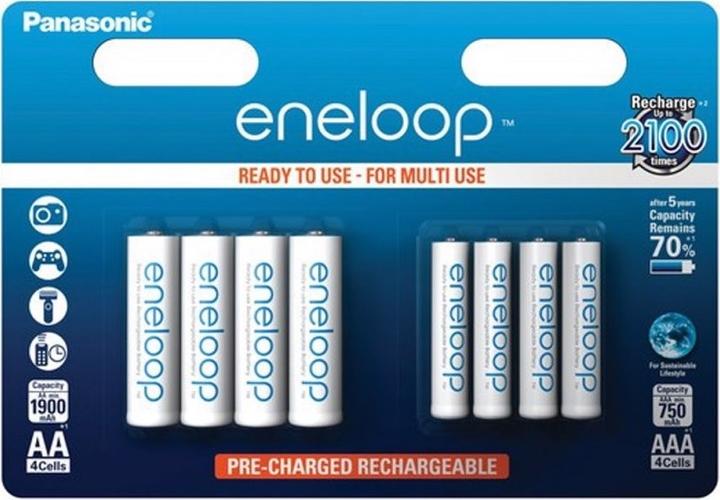 Immagine prodotto Panasonic Combipack di batterie Eneloop con 4 batterie AA e AAA e 2 box batterie AccuCell gratuiti (4 pz., AA, AAA)