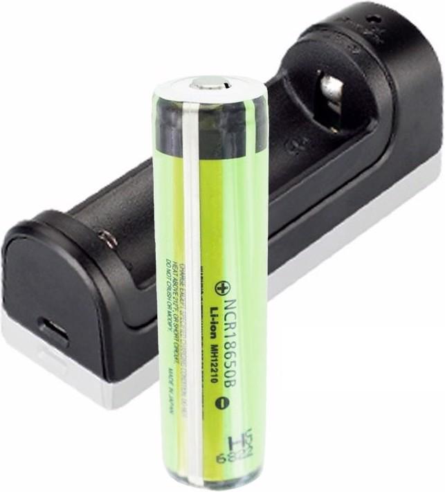Produktbild Panasonic Akku 18650 mit Schutzschaltung und Schnell-Ladegerät (1 Stk., 18650, 3400 mAh, Ladegerät inkl. Akku)