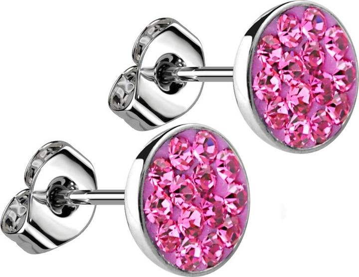 Image du produit Star Piercing Boucles d'oreilles argent assiette cristal rose (sans laiton, Acier chirurgical 316L)