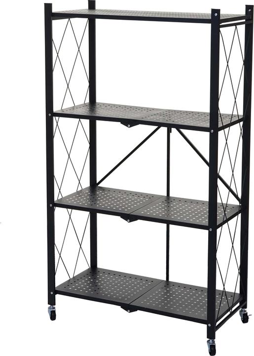 Produktbild Swisshandel24 Regal HWC-J85, Standregal Wohnregal, faltbar/klappbar Stahl schwarz, 4 Ebenen (126 x 71 x 36 cm)