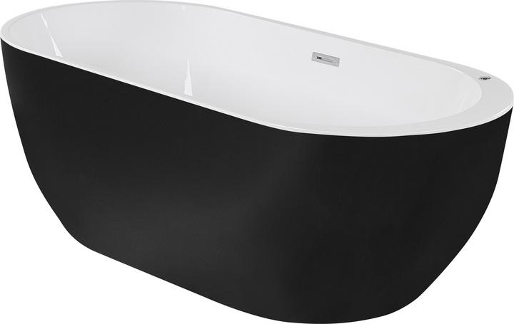 Produktbild Beliani Whirlpool Badewanne freistehend schwarz mit LED 170 x 80 cm NEVIS (264 l, 80 cm)