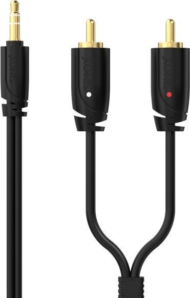 Actual product image Sinox PRO mini jack til phono cable. 2m. Sort