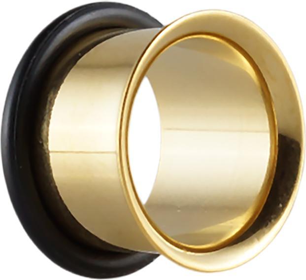 Star Piercing Flared Tunnel vergoldet mit O-Ring (ohne Messing, Chirurgenstahl 316L)
