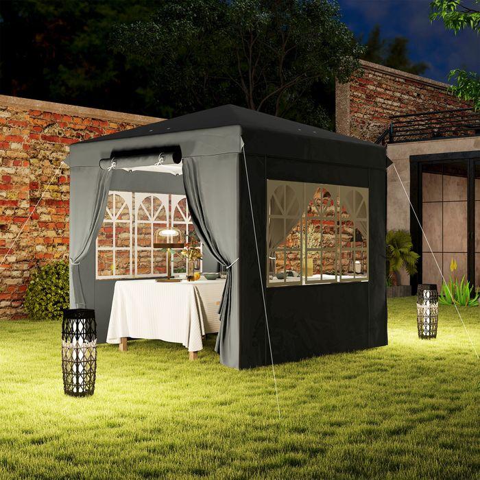 Produktbild Swisshandel24 Faltpavillon 2,5x2,5m, wasserabweisend, mit 4 Seitenteilen, Dunkelgrau (250 cm, 250 cm)
