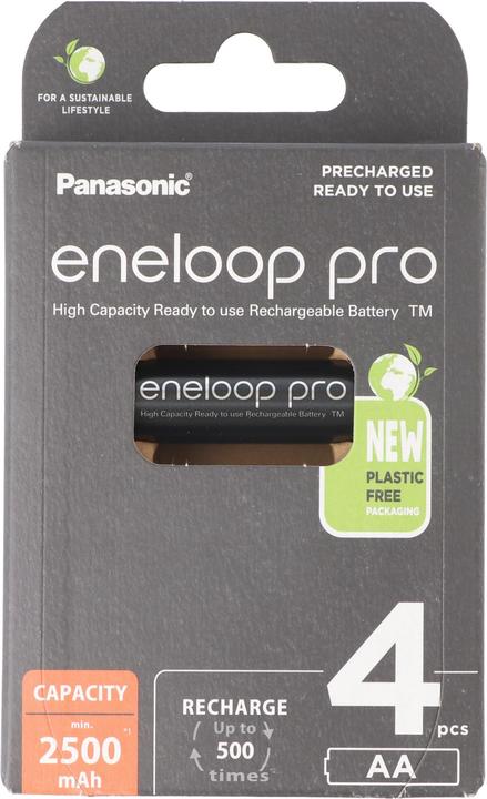 Image du produit Sanyo Eneloop HR-3UWXA, Mignon AA NiMH 2500mAh, pack de 4 (4 pcs, AA, 2500 mAh)