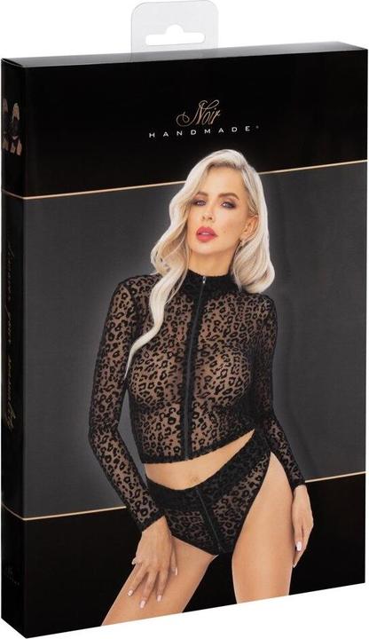 Actual product image Noir Handmade Leopard flock top (L)