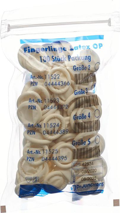 Actual product image Dr. Junghans Finger cots latex size 3 powder free 100 pieces (3)