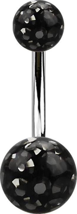 Actual product image Star Piercing Banana silver with two crystal balls black epoxy protective layer (Titanium G23, without brass)