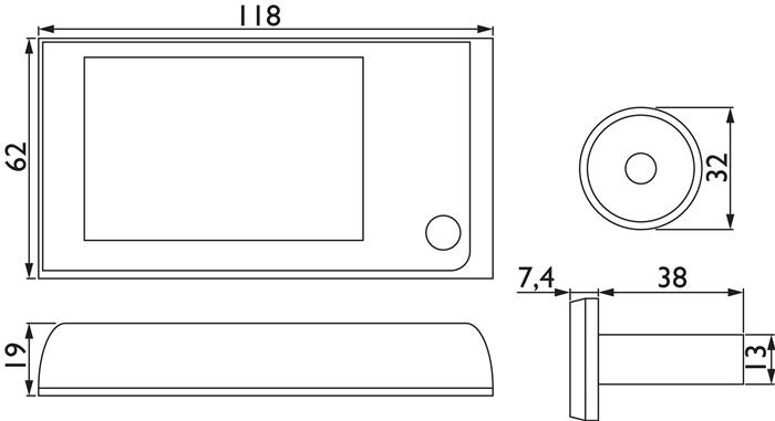 Actual product image Hermat Digital door viewer 8991 metal/plastic 120degrees 38 mm/116mm (Digital)