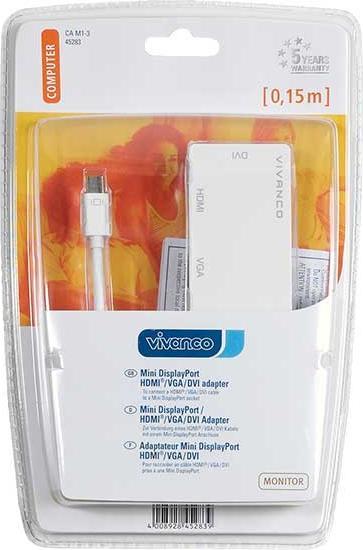 Productafbeelding Vivanco Adapter Mini DisplayPort - HDMI, DVI, VGA (HDMI, 10 cm)