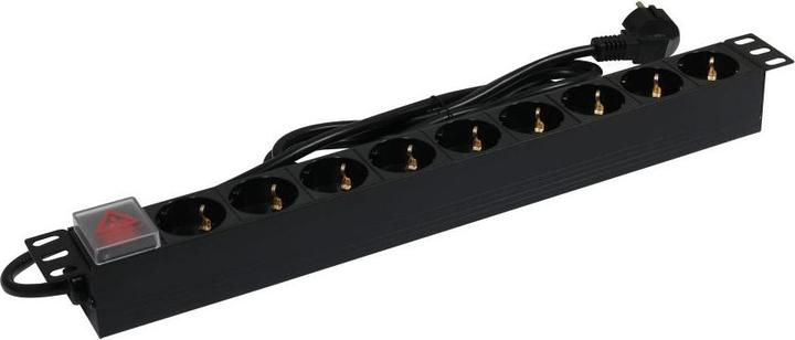 Actual product image Synergy 21 ALLNET 19 "zbh. socket strip, 9xsockets(CEE7)->plug(CEE7), switch, black (9 x, CEE7, 2 m)