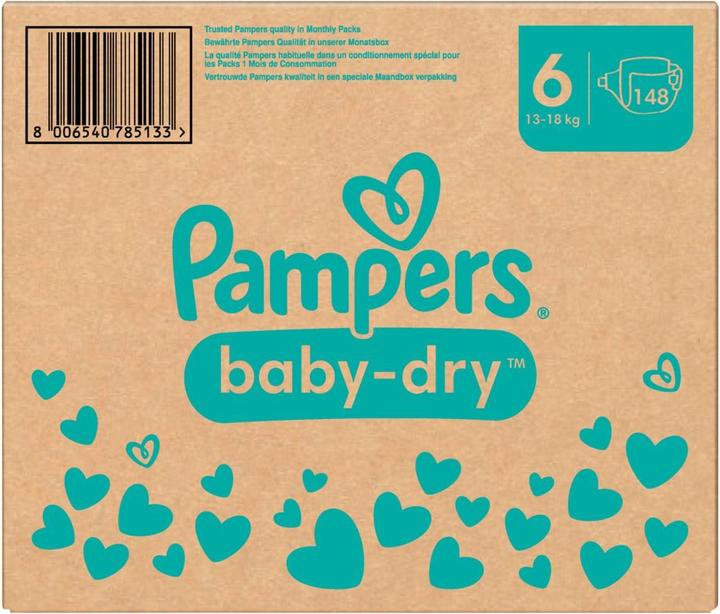 Immagine prodotto Pampers Baby-Dry (Dimensione 6, Pacco mensile, 148 Pezzo/i)