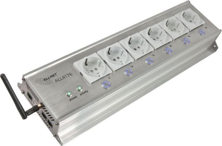 Actual product image Allnet MSR IO central switching socket strip 6-fold incl. measuring device for desktop & 19" mounting "ALL (6 x)