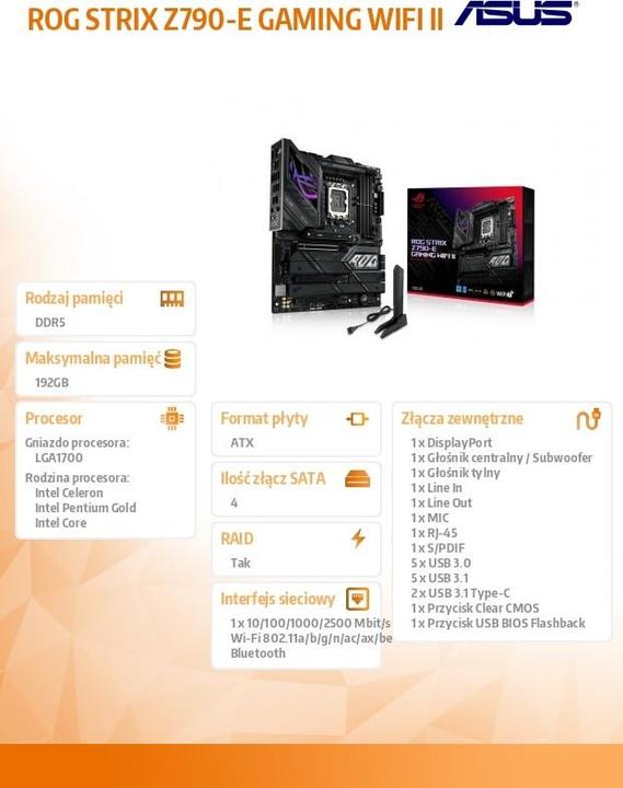 Produktbild ASUS ROG STRIX Z790-E GAMING WIFI II (LGA 1700, Intel Z790, ATX)