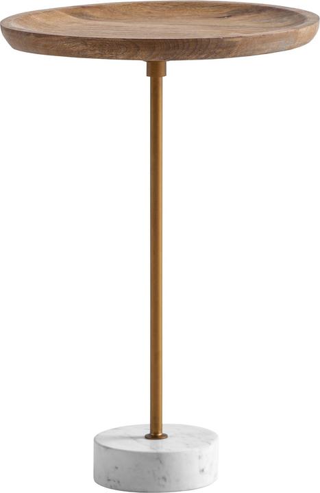 Actual product image FineBuy Beistelltisch Anstelltisch Massivholz Marmor Ø 40 cm Wohnzimmertisch (40 x 40 x 55 cm)