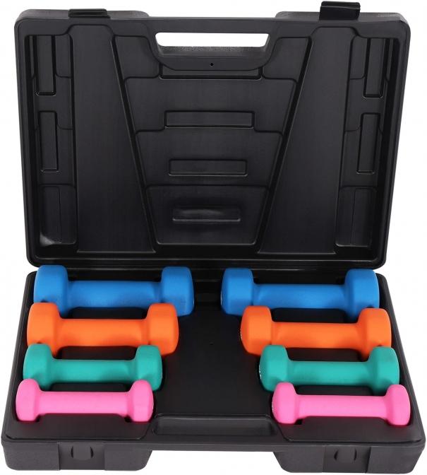 Produktbild Gorilla Sports Gymnastikhanteln Set 10 kg mit Koffer (2 x 2 kg, 2 x 1.5 kg, 2 x 1 kg, 2 x 0.5 kg)