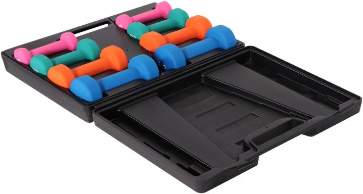 Produktbild Gorilla Sports Gymnastikhanteln Set 10 kg mit Koffer (2 x 2 kg, 2 x 1.5 kg, 2 x 1 kg, 2 x 0.5 kg)