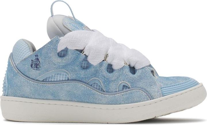 Actual product image Lanvin curb sneakers in leather and mesh color denim blue (42)
