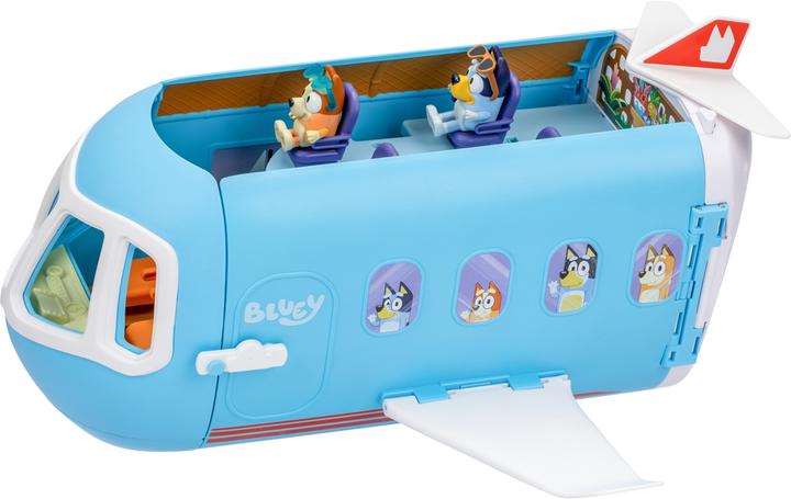 Actual product image Moose Bluey transformation playset Holiday 3in1 aeroplane-boat-hotel