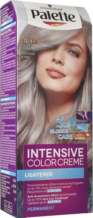 Actual product image Schwarzkopf PALETTE Intensive Color Creme Lightener cream hair dye 10-19 Cool Silver Blonde (10-19 Cool Silver Blonde)