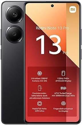 Actual product image Xiaomi Redmi Note 13 Pro (512 GB, Midnight Black, 6.67", Hybrid Dual SIM, 200 Mpx, 4G)