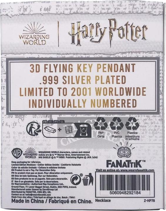 Image du produit Fanattik Harry Potter Collier & Pendentif Clé Volante