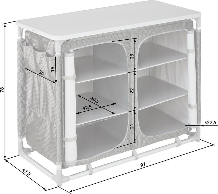 Actual product image tectake Camping kitchen 97x47.5x78cm