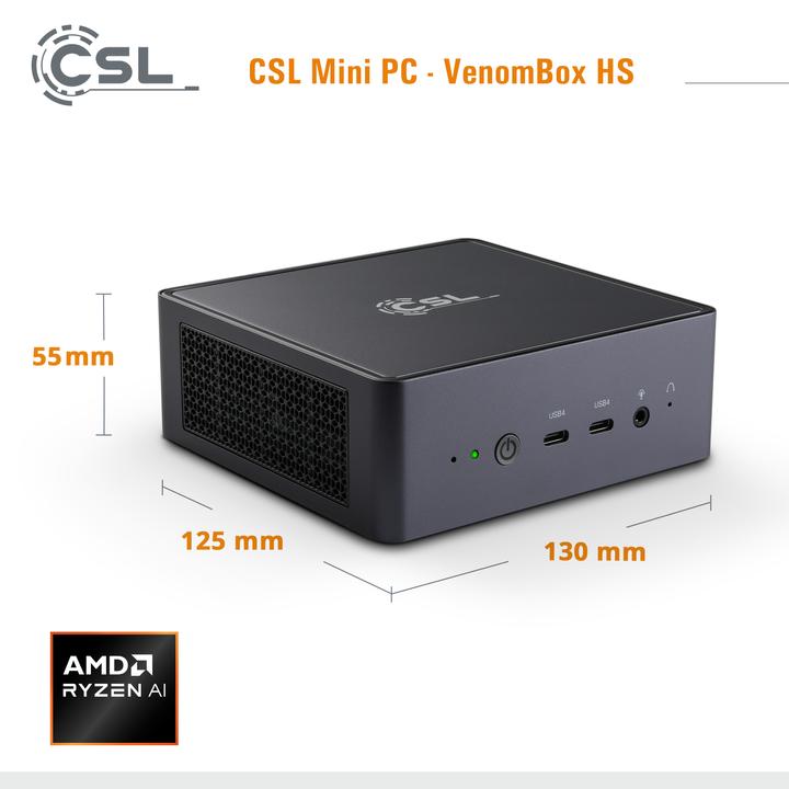 Produktbild CSL Mini-PC VenomBox 8845HS (AMD Ryzen 7 8845HS, 96 GB, 2000 GB, Radeon 780M)
