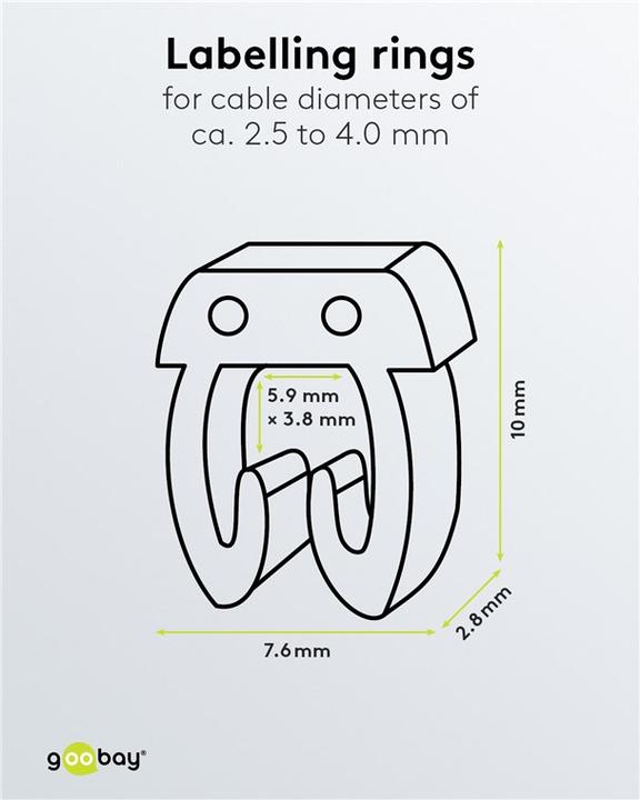Actual product image Goobay cable marker clips "digits 0-9", for cable diameter up to 4 mm, 4 mm