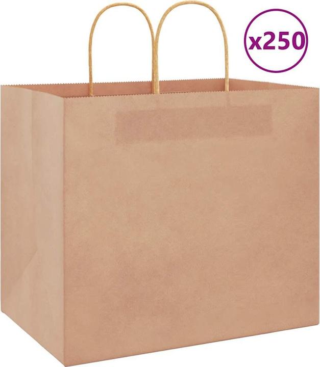 Image du produit VidaXL Sacs en papier kraft 250 pcs. avec anse Marron 32x22x28 cm Sac en papier (Pochette cadeau, 250 x)