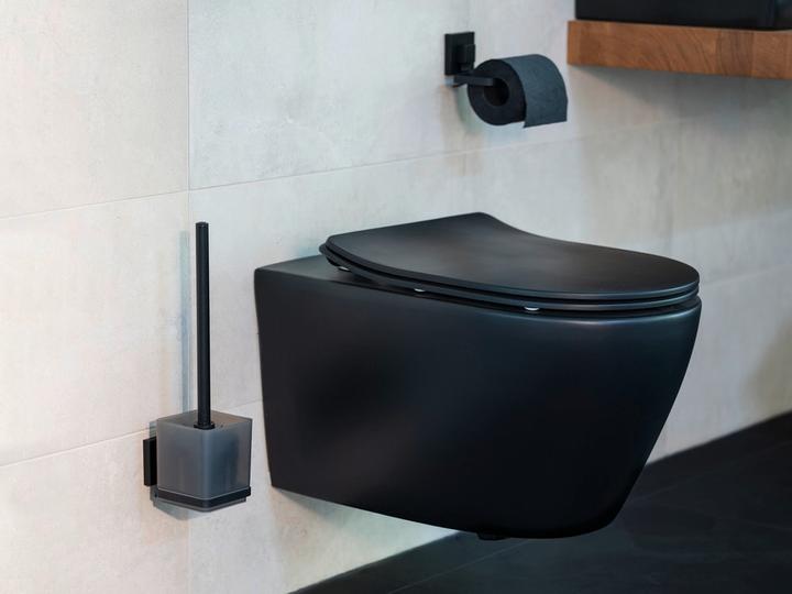 Image du produit Wenko Vacuum-Loc® WC-Garnitur Mod. Quadro Schwarz Befestigen ohne Bohren