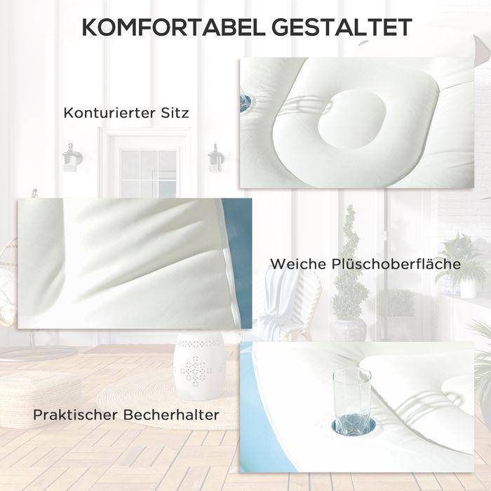 Immagine prodotto Swisshandel24 Poltrona gonfiabile Poltrona ad aria Poltrona da esterno, 125x100x87cm, bianco + blu