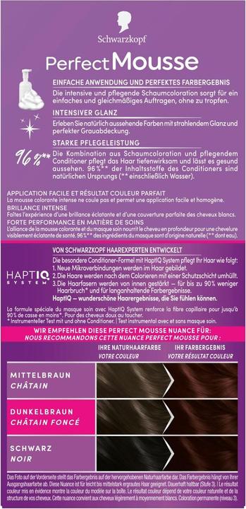 Actual product image Schwarzkopf Perfect Mousse 388 Dunkles Rotbraun (388 Dark reddish brown)