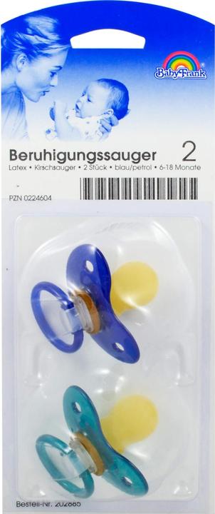 Produktbild BabyFrank Baby-Frank Beruhigungssauger Latex Kirschsauger blau, 2 St. Sauger (2 x)