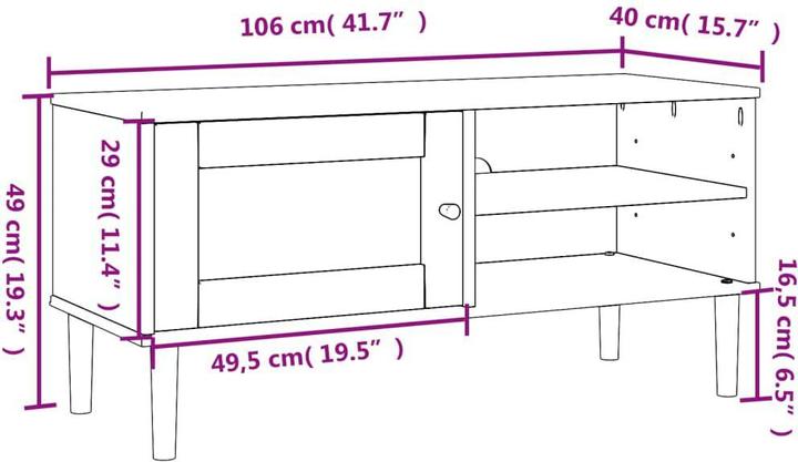 Produktbild VidaXL TV-Schrank SENJA Rattan-Optik Schwarz 106x40x49 cm