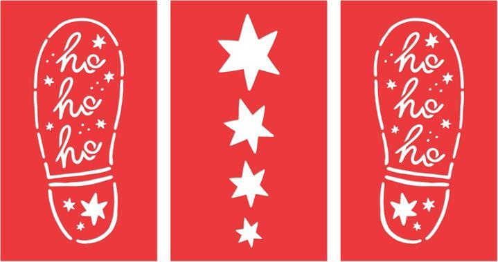 Actual product image Partydeco Christmas decoration - Santa's Footprint stencils, 16.5x27.5 cm, mix (1 pkt / 3 pc.)