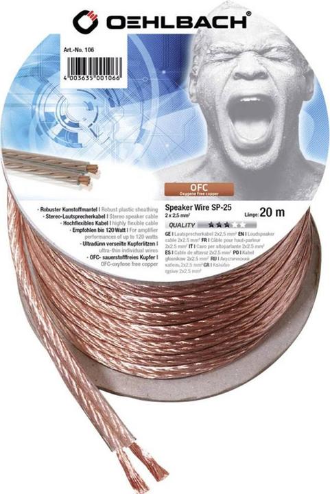 Oehlbach Fil Du Haut-Parleur Sp25 (20 m, 2.50 mm²² mm)