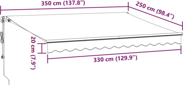 Immagine prodotto VidaXL Markise Gelenkarmmarkise Sonnenmarkise Balkon Automatisch 350x250cm (3.50 m)
