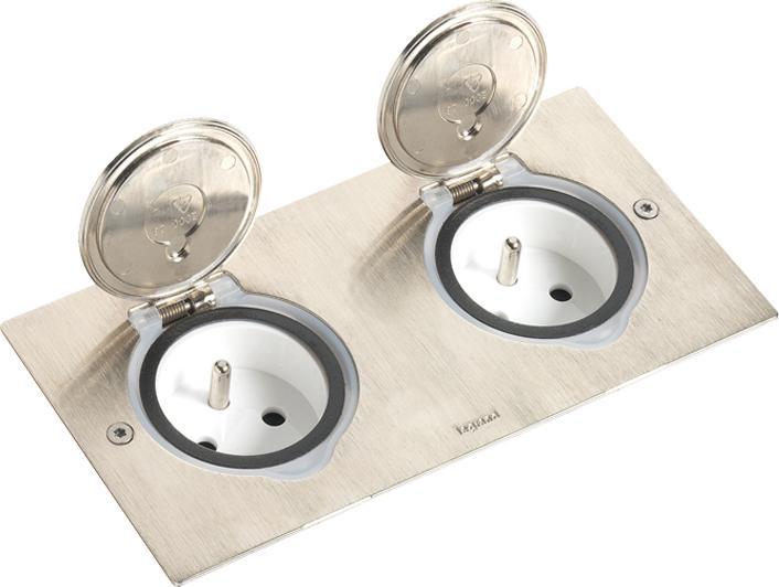 Legrand Double prise rectangulaire en inox (089702) (Accessoires pour câbles)