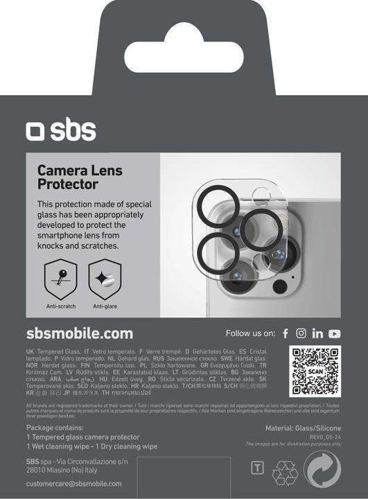 Actual product image SBS Camera lens protector (1 Piece, Apple iPhone 16 Pro Max, Apple iPhone 16 Pro)