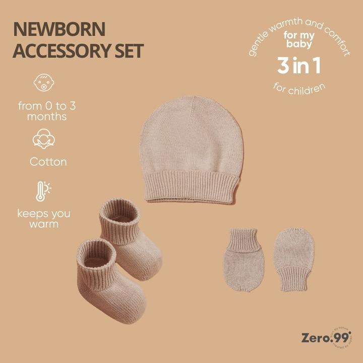 Actual product image Zero.99 Baby Set 3-in-1 Knitted: Hat, Mittens & Booties (50, 56, 62)