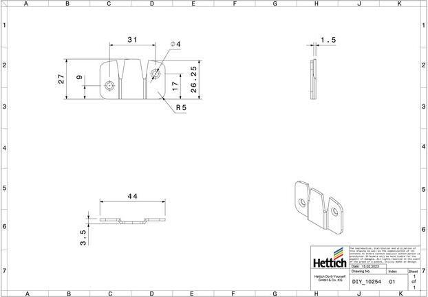 Produktbild Hettich Universalverbinder 27 x 44 mm (1 Stk.)