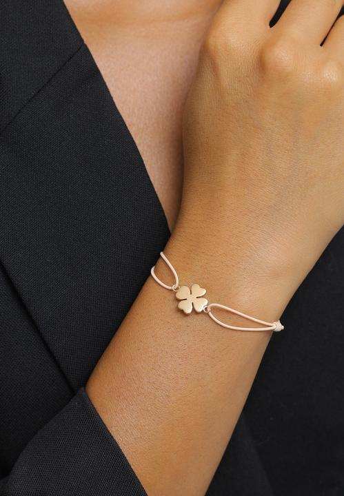Image du produit Elli Bracelet Trèfle Porte-bonheur Talisman Mojo 925 Argent (17 cm, Pas de pierre, Argent 925 sterling or rose, Bande élastique)