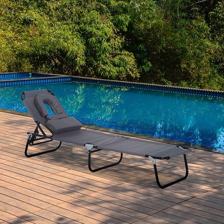 Produktbild Outsunny Gartenliege mit Gesichtsöffnung (190 cm)