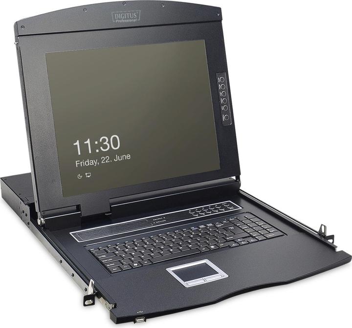 Image du produit Digitus Console modulaire avec TFT 17" (43,2cm), 8 ports KVM & Touchpad, clavier américain