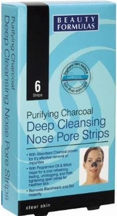Actual product image Beauty Formulas Charcoal Nose Pore Strips Cleansing Nose Strips With Active Carbon 6 Pcs. (150 ml)