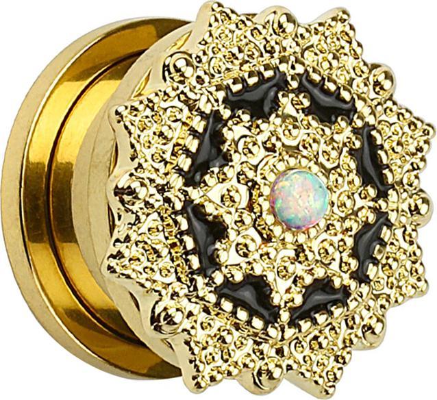 Immagine prodotto Star Piercing Spina Scudo Tribale placcata in oro 14k con sfera di opale (Ottone, Acciaio chirurgico 316L)