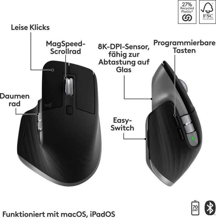Produktbild Logitech MX Keys S for Mac (DE, Kabellos)