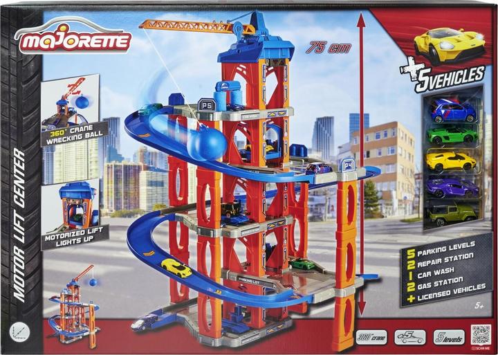 Actual product image Majorette Garage with elevator and 5 cars